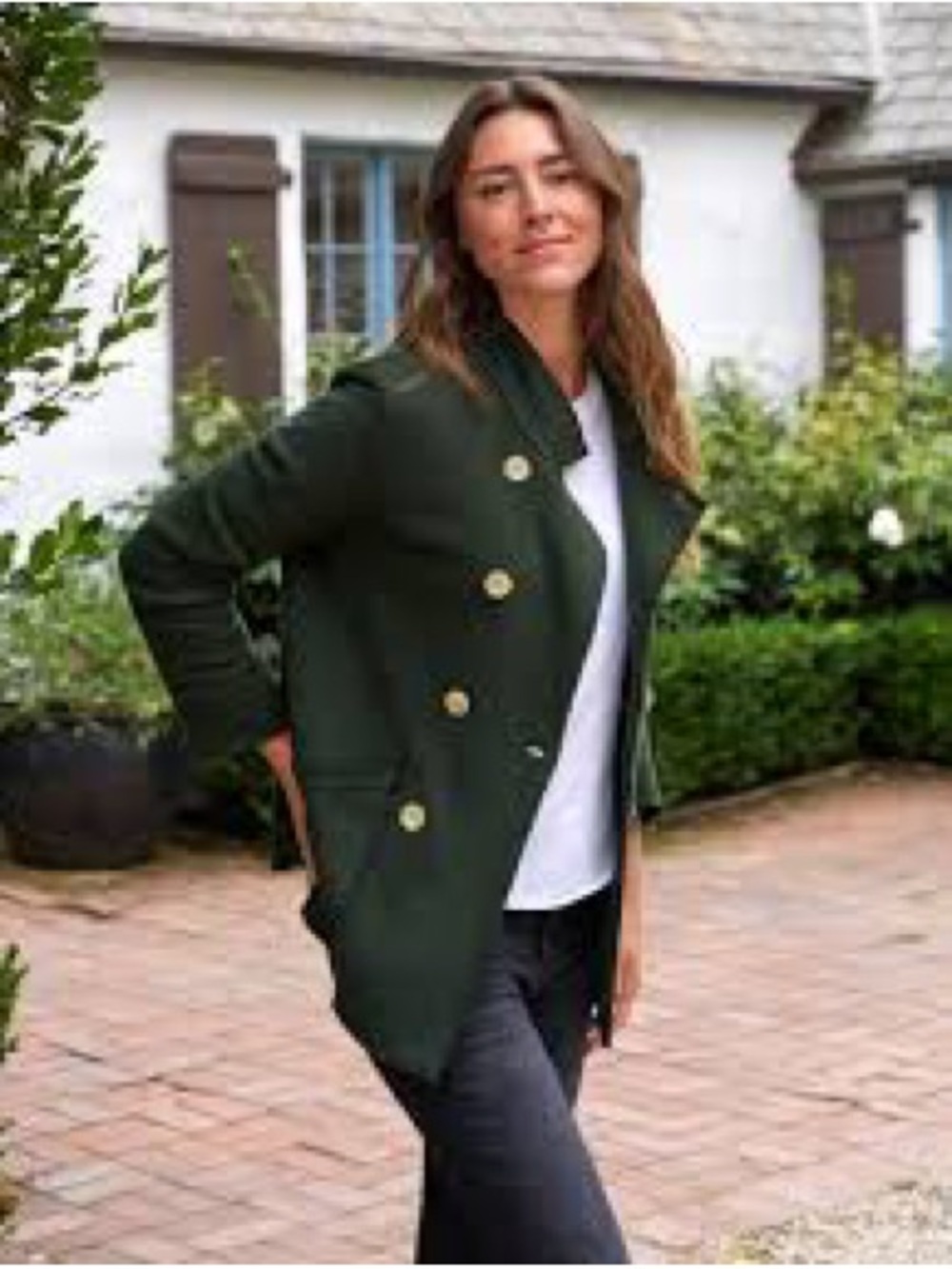 Frank & Eileen Belfast Jacket Small Fleece Green Double Breasted Coastal Luxury
